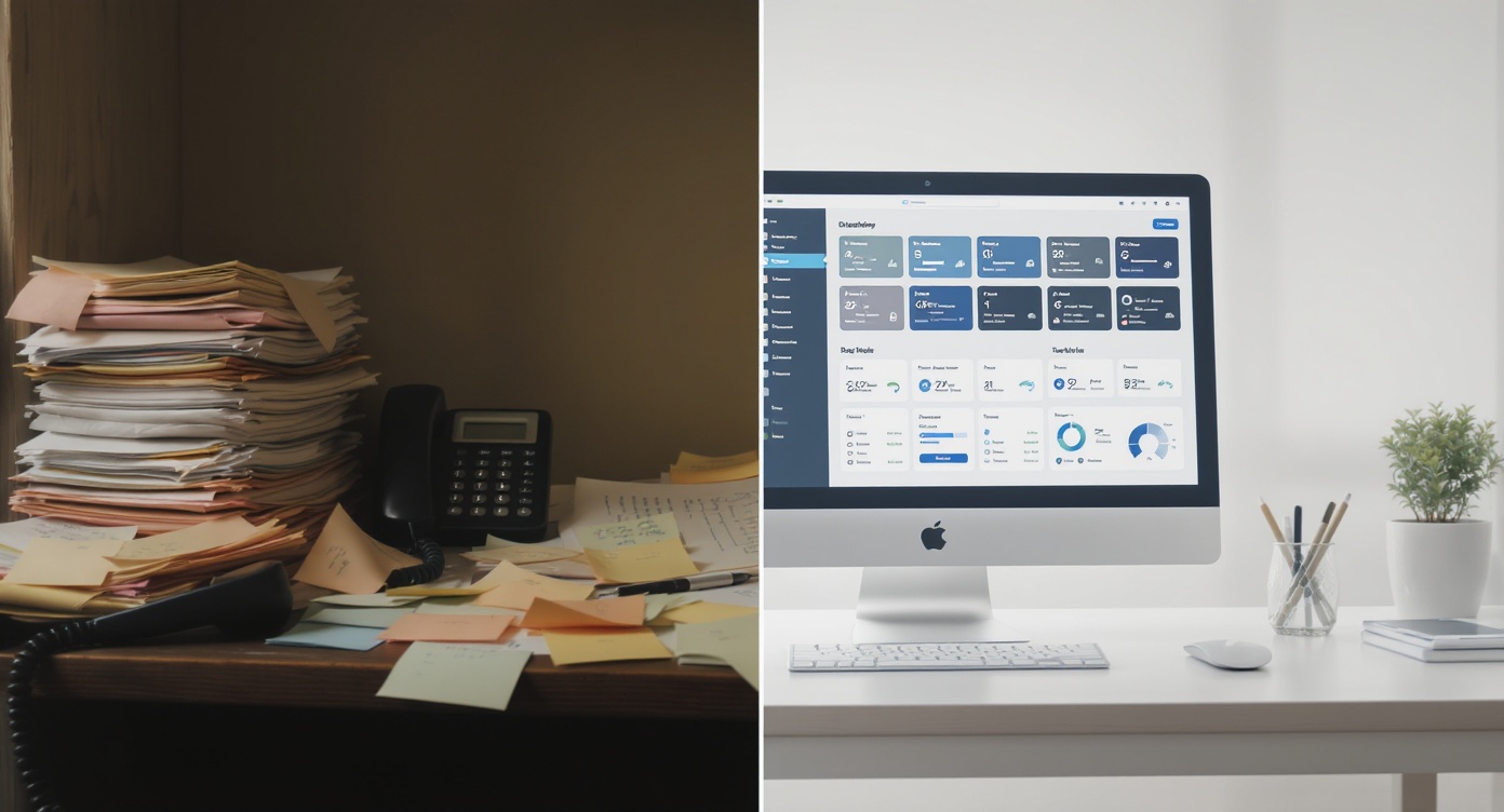 Appareils Apple affichant une interface d'IA generative sur un bureau epure.